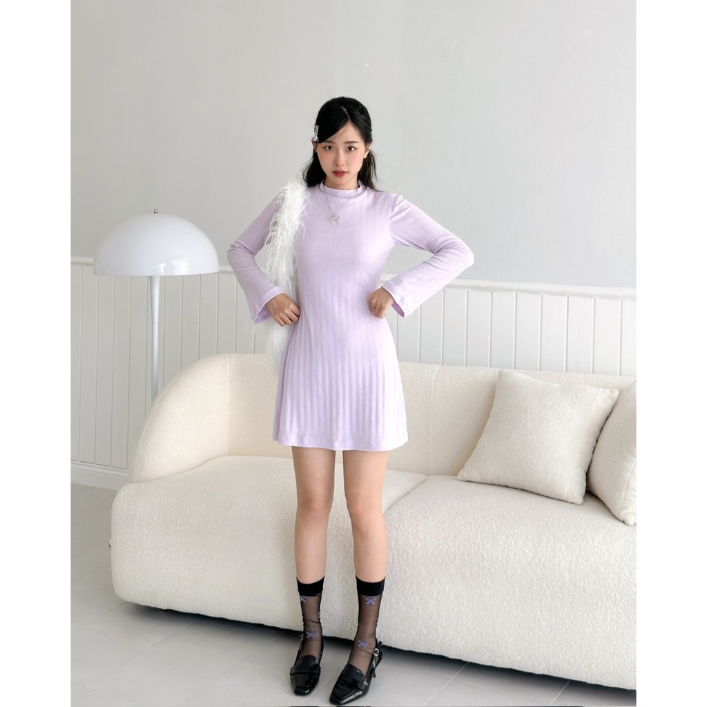 MYUNG - Đầm thun đơn giản tay loe nhẹ fom chữ A - COCO DRESS