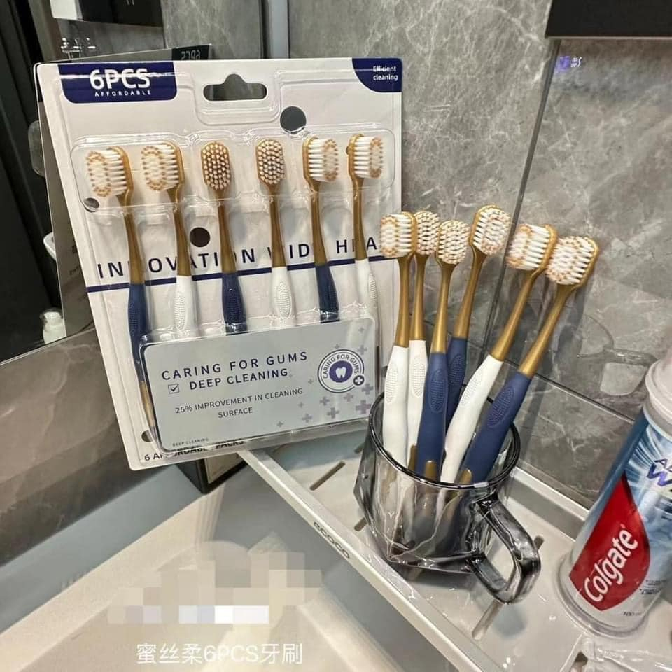 SET 6 BÀN CHẢI ĐÁNH RĂNG MỚI LÔNG MỀM MẠI, MẬT ĐỘ LÔNG DÀY, SIÊU ÊM ÁI