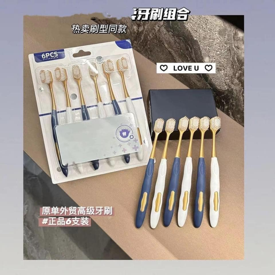 SET 6 BÀN CHẢI ĐÁNH RĂNG MỚI LÔNG MỀM MẠI, MẬT ĐỘ LÔNG DÀY, SIÊU ÊM ÁI