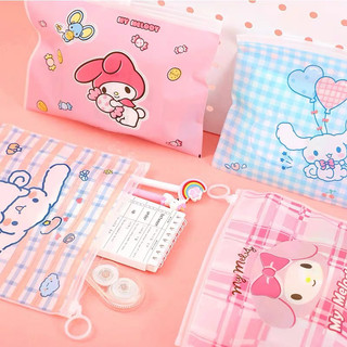 Túi Zip khoá kéo nhựa PVC chống thấm nước đựng bút mỹ phẩm hoạt hình Sanrio Melody Cinnamoroll dễ thương
