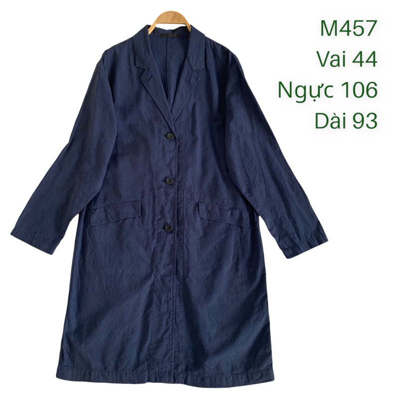 Áo khoác trench coat M457 dáng dài có xẻ gấu phía sau chất linen 1 lớp 2hand Hàn si ảnh thật