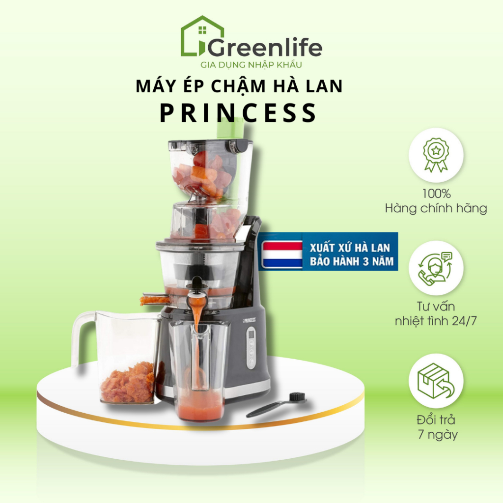 Máy ép chậm trái cây, rau củ Princess Hà Lan tiện lợi, sử dụng dễ dàng - Greenlife Gia dụng nhập khẩu