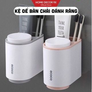 Kệ để bàn chải đánh răng ecoco dán tường, giá để bàn chải đánh răng tiện lợi xinh xắn tặng kèm cốc