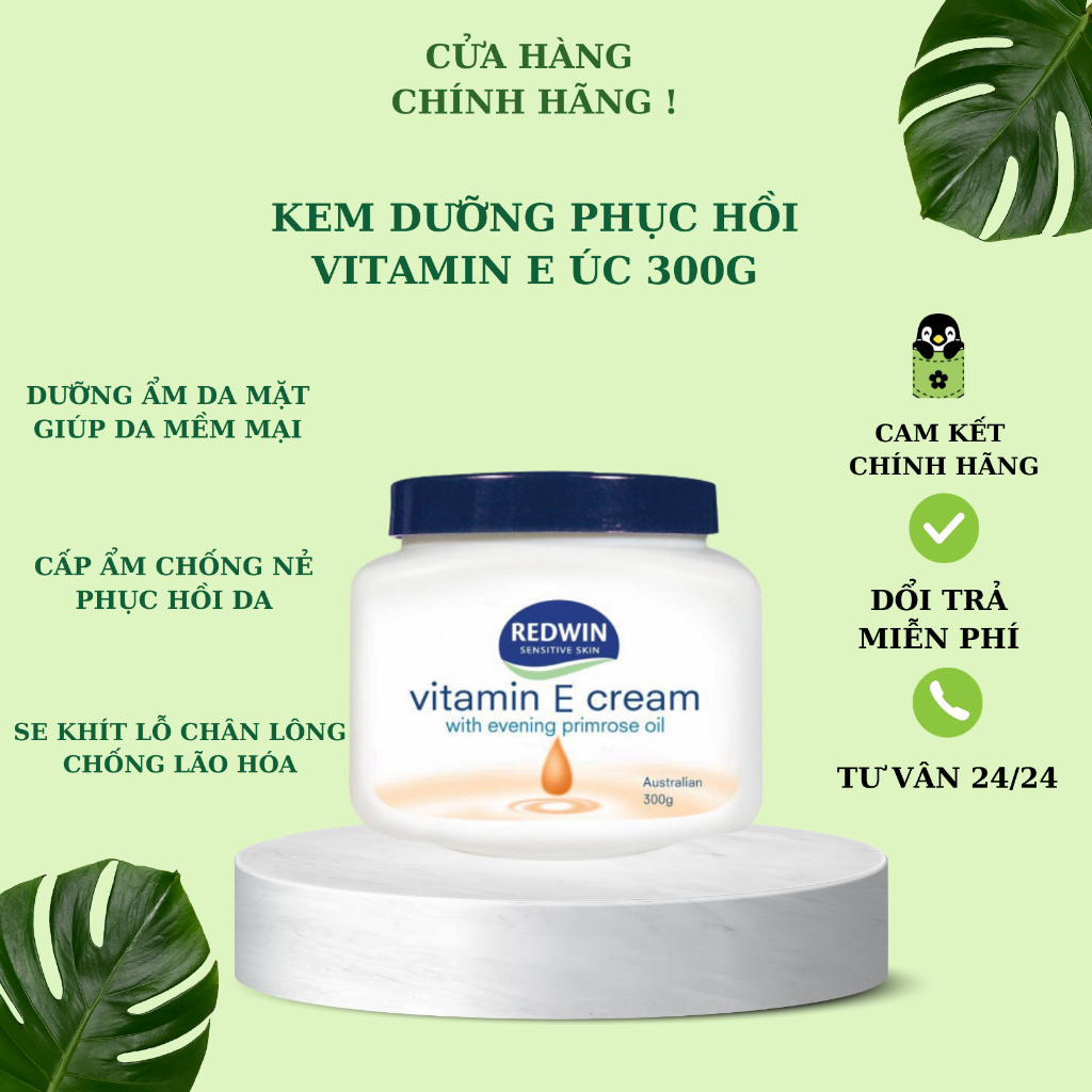 Kem Dưỡng Ẩm Redwin Vitamin E Cream 300g Úc , Giúp Dưỡng Da Mặt Và Body Hết Khô, Nứt Nẻ , Mềm Mịn
