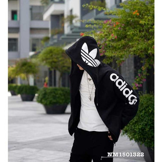 HotÁo hoodie Adidas khóa in chữ thiết kế hot trend Nam nữ Áo Hoodie Adidas Mũ Trùm 2 Lớp Chất Nỉ Cotton