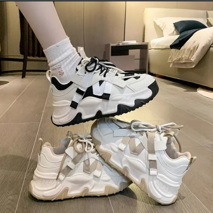 Giày Nữ, Giày Thể Thao Nữ Chữ M 2 màu Đen, Nâu HOTTREND 2023 !