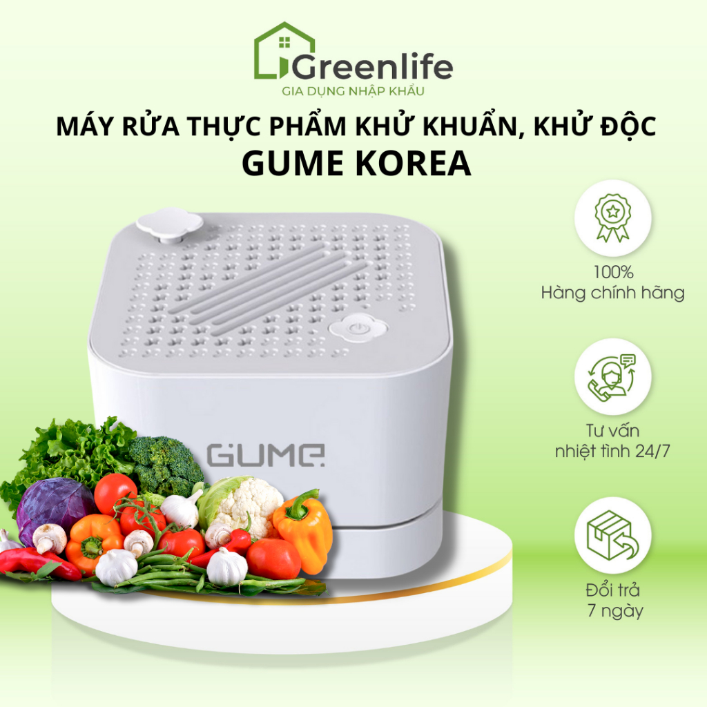 Máy rửa rau củ quả khử khuẩn thực phẩm Gume - Gia dụng nhập khẩu Greenlife