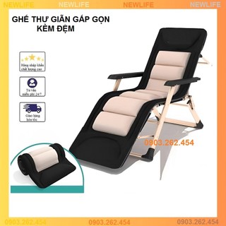 Ghế thư giãn cao cấp( tặng kèm đệm), có thể gấp gọn khi không dùng đến, kích thước 185x67cm