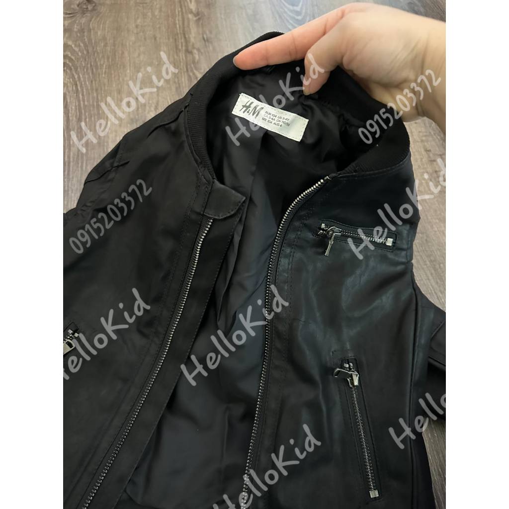 Áo khoác da kéo khoá ko cổ cho bé