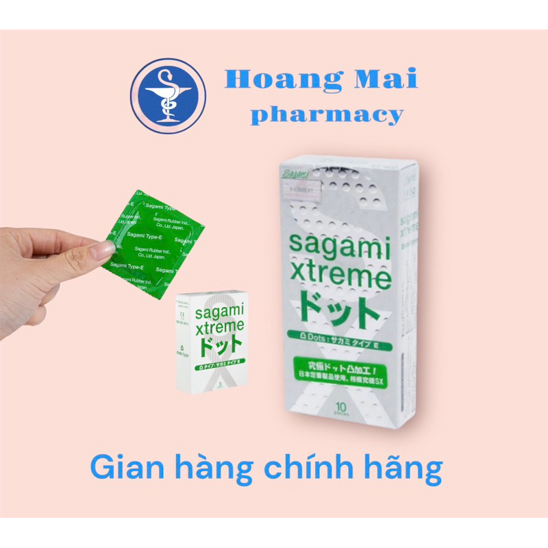 Bảo vệ sức khỏe Tránh thai Bao cao su gai Sagami Xtreme White bao cao su sagami siêu mỏng có gân gai, bcs gai xtreme