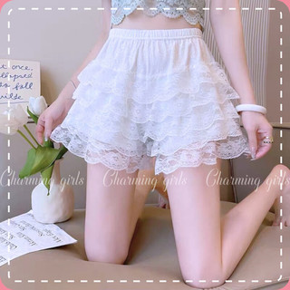 VIDEO&ẢNH THẬT PHÍA SAU-HÀNG CÓ SẴN-IB SHOP Quần đùi ống rộng thun lụa phối ren Quần kiểu ren nhìu tầng dễ thương cho nữ