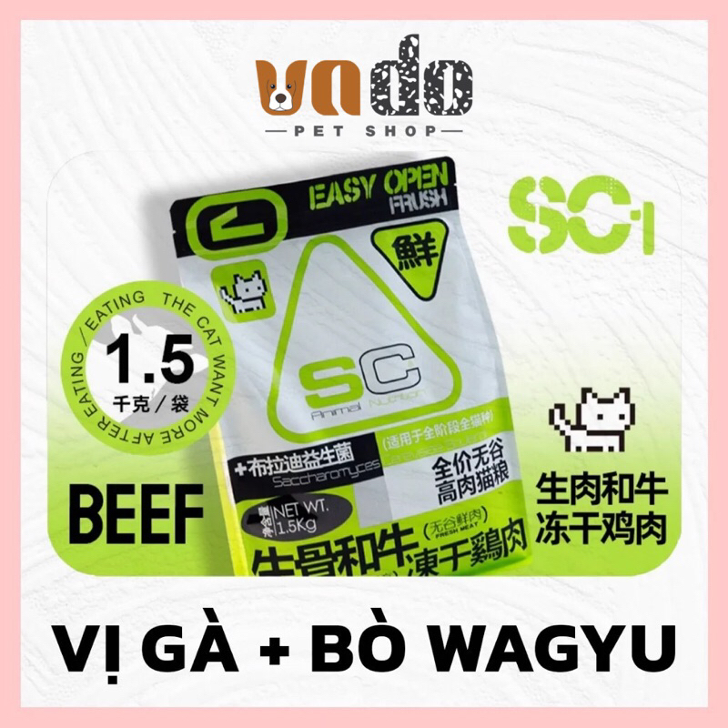Hạt cho mèo SC siêu topping, grainfree 42% đạm - không độn ngũ cốc
