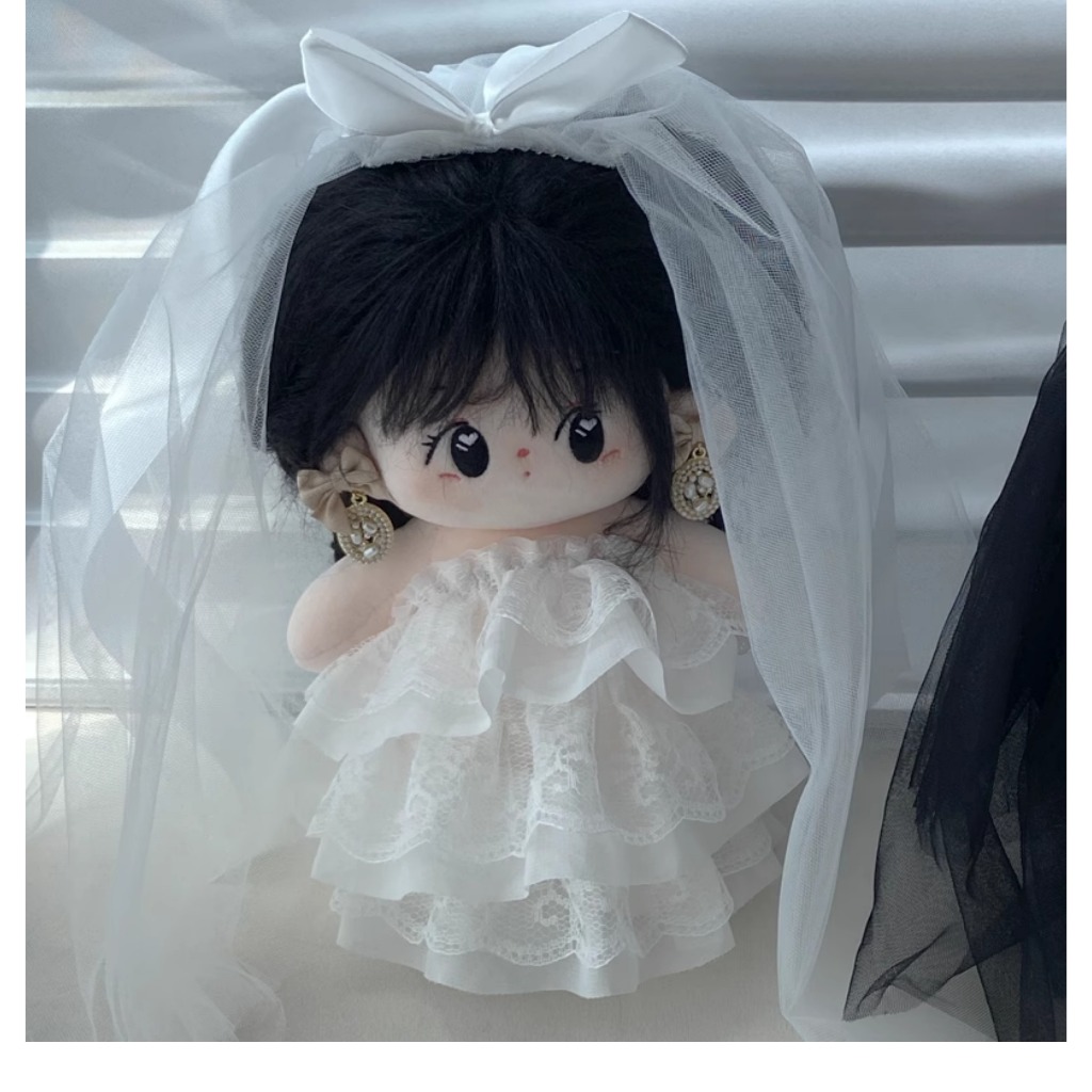 [Đặt trước] Outfit doll 20cm váy cưới, váy dạ hội voan đen/trắng (không gồm doll)