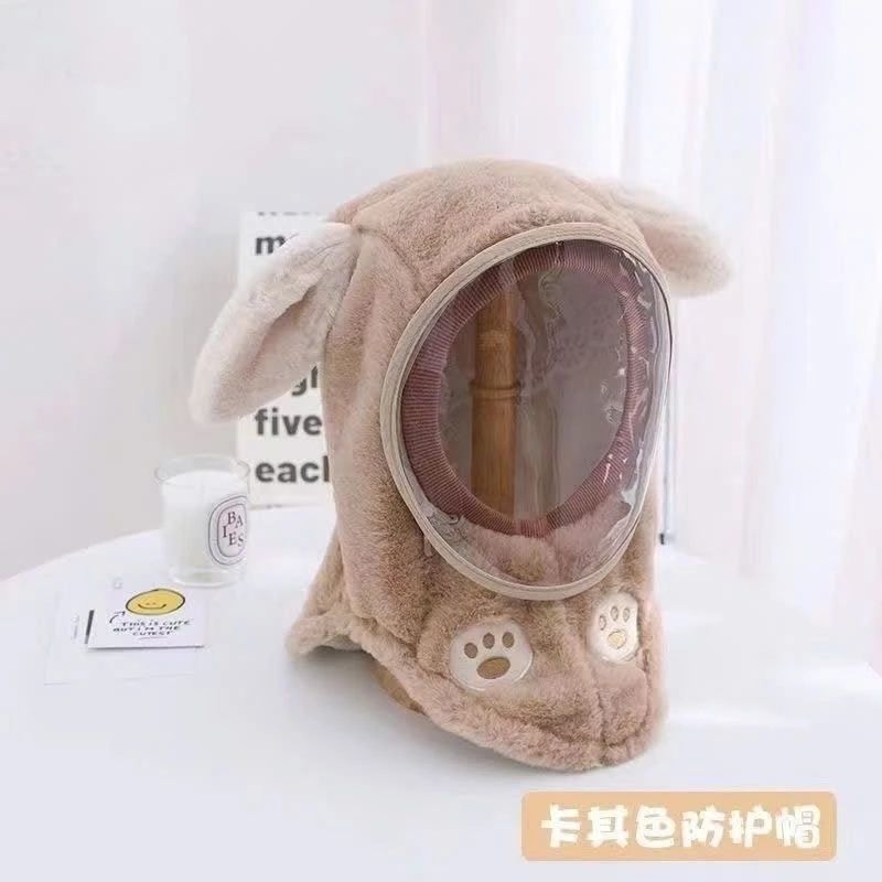 Mũ Len Lông Cừu Trùm Đầu  Kèm Kính  Chắn Gió Bụi