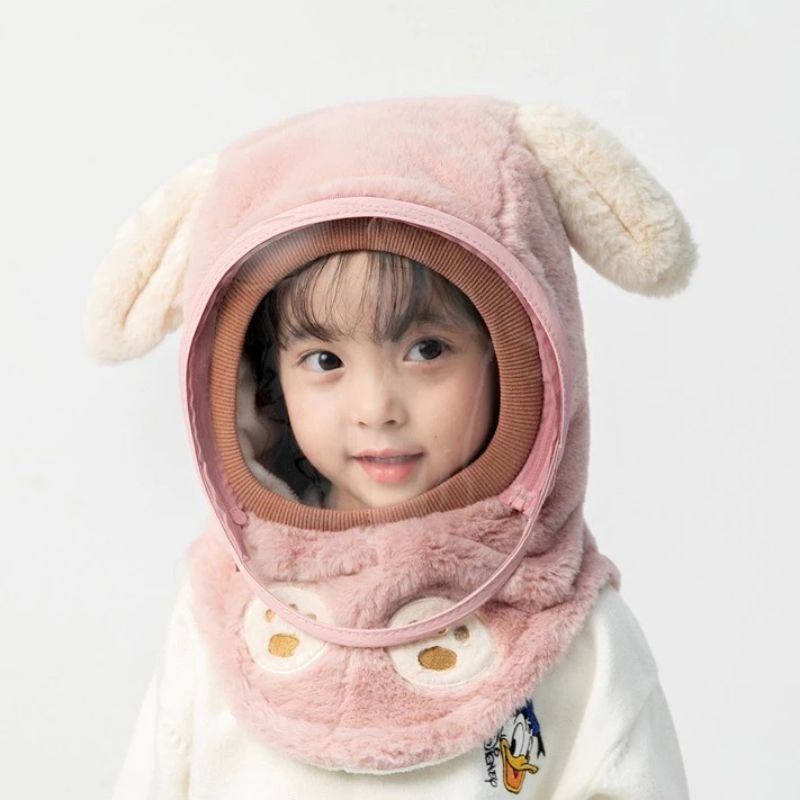 Mũ Len Lông Cừu Trùm Đầu  Kèm Kính  Chắn Gió Bụi