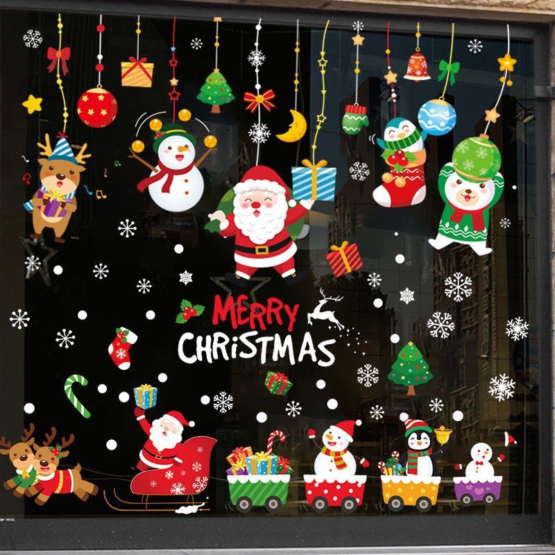 Decal noel 2024 dán cửa kính trang trí noel decor giáng sinh