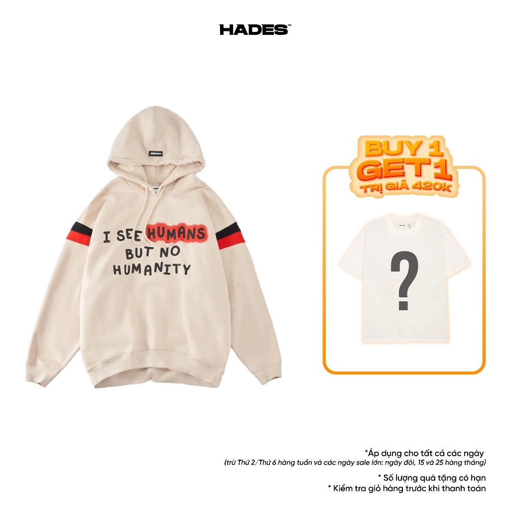 Áo Hoodie Tay Dài Unisex INHUMAN Vải Nỉ - HADES Brand Chính Hãng