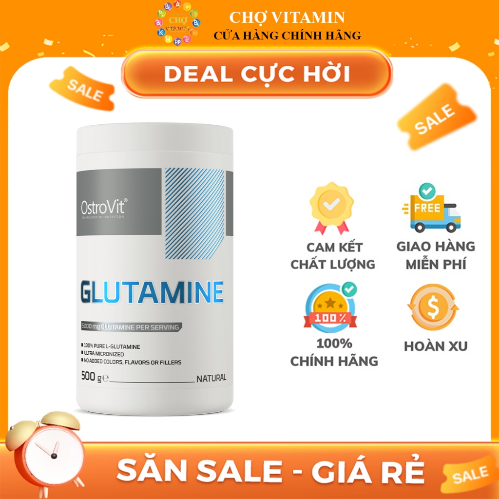 Thực Phẩm Bổ Sung Giảm Đau Nhức, Phục Hồi Cơ Bắp Nhanh - Ostrovit Glutamine (100 Lần Dùng)
