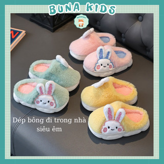 Dép bông đi trong nhà dép đi trong nhà đế êm lót lông siêu mềm mại hình thỏ và gấu kute Bunakids D7