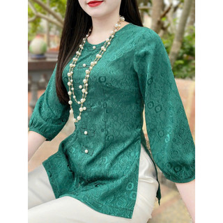 Bộ pháp phục đi chùa cách tân chất liệu lụa gấm cao cấp