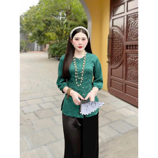 Bộ pháp phục đi chùa cách tân chất liệu lụa gấm cao cấp