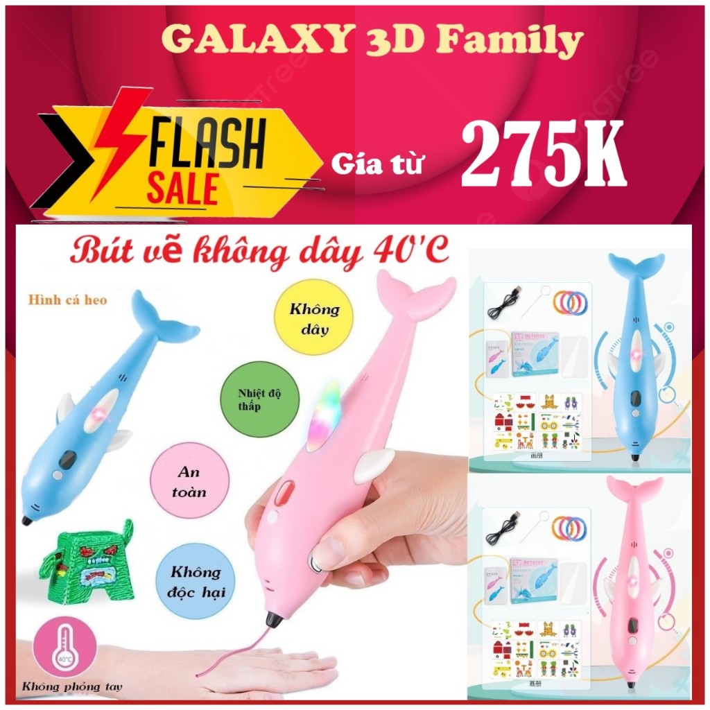 BÚT VẼ 3D nhiệt độ thấp hình Cá Heo_GL06