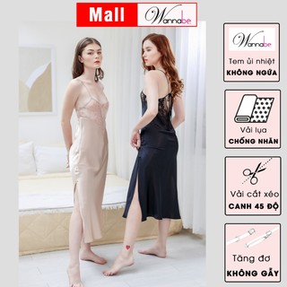 Đầm ngủ Wannabe DNS25 váy ngủ dài phối ren trong suốt thân trên lưng cột hoặc tháo nơ tự do quyến rũ