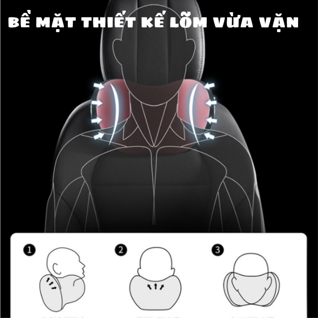 Gối Tựa Đầu Ô Tô Tựa Lưng Cao Cấp BGX02 Chất Liệu Cao Su Non Đàn Hồi và Vải coton Thoáng Khí Hỗ Trợ Phần Tựa Đầu và Lưng