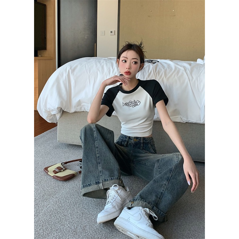 Quần Jeans Nữ Ống Rộng , Quần Bò Nữ Ống Suông Phối Túi Trước Siêu XInh TL33