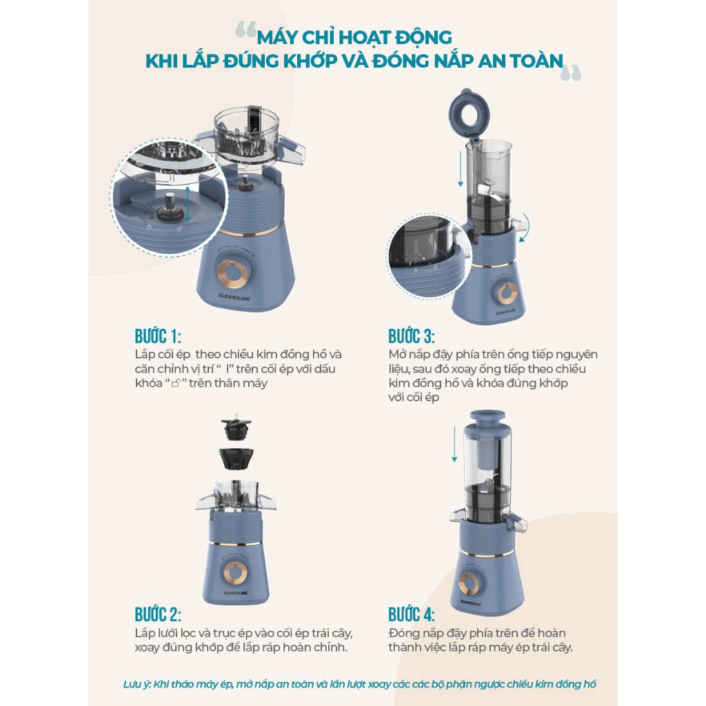Máy ép chậm SUNHOUSE SHD5118 - Bảo hành 12 tháng có thể làm kem hoa quả