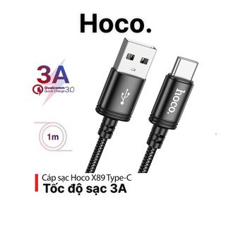 Cáp sạc type c, micro Hoco X89 chính hãng, type c 3A, micro 2,4A, siêu bền, dây sạc dài 1m