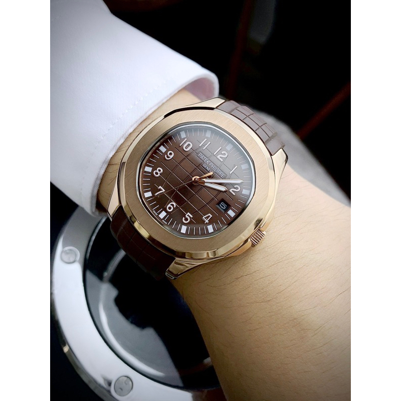 Đồng hồ nam Patek Philippe Nautilus  Máy cơ huyền thoại mặt tròn dây cao su cao cấp