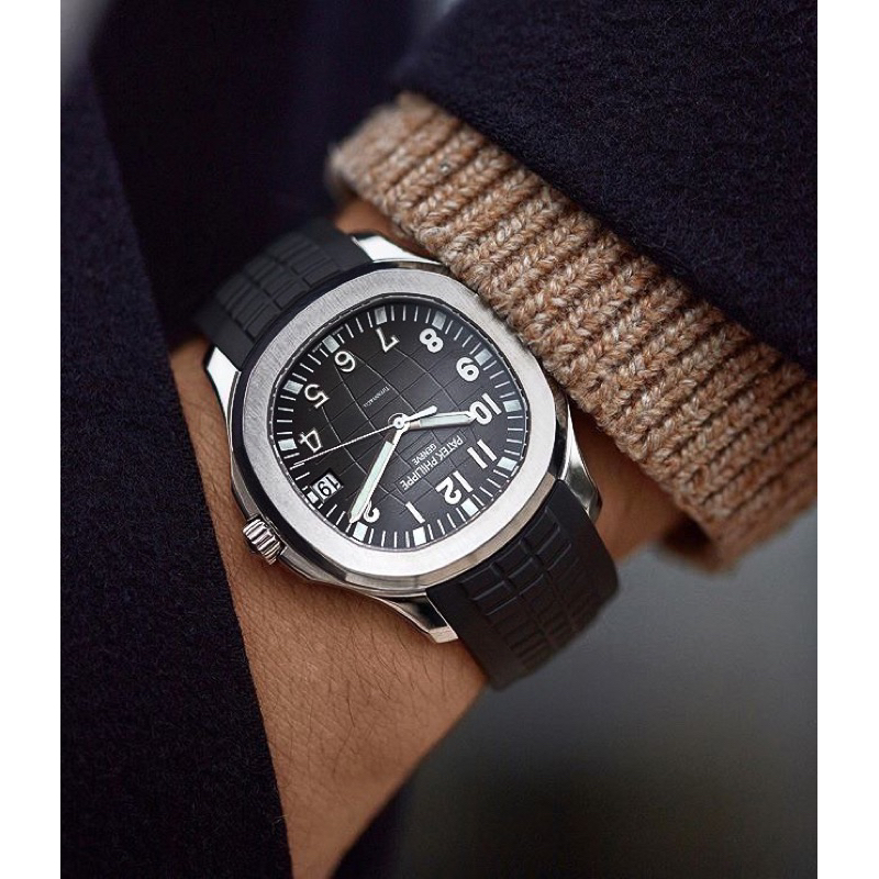 Đồng hồ nam Patek Philippe Nautilus  Máy cơ huyền thoại mặt tròn dây cao su cao cấp