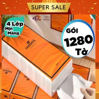 Bịch giấy rút siêu dai 4 lớp 1280 tờ màu cam tặng kèm móc treo tường