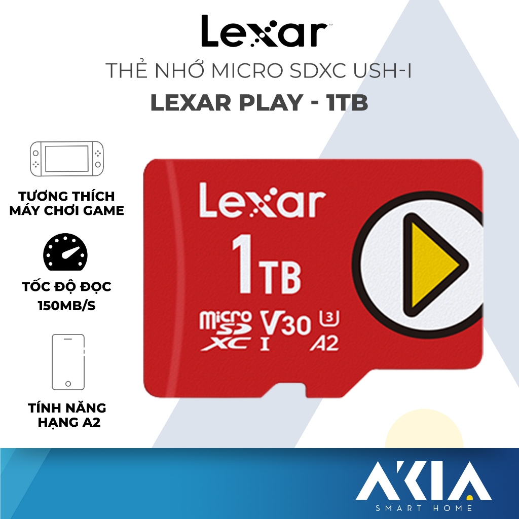 Thẻ nhớ 1TB Lexar PLAY micro SDXC UHS-I, tốc độ đọc lên đến 150Mb/s, tương thích máy chơi game Nintendo-Switch