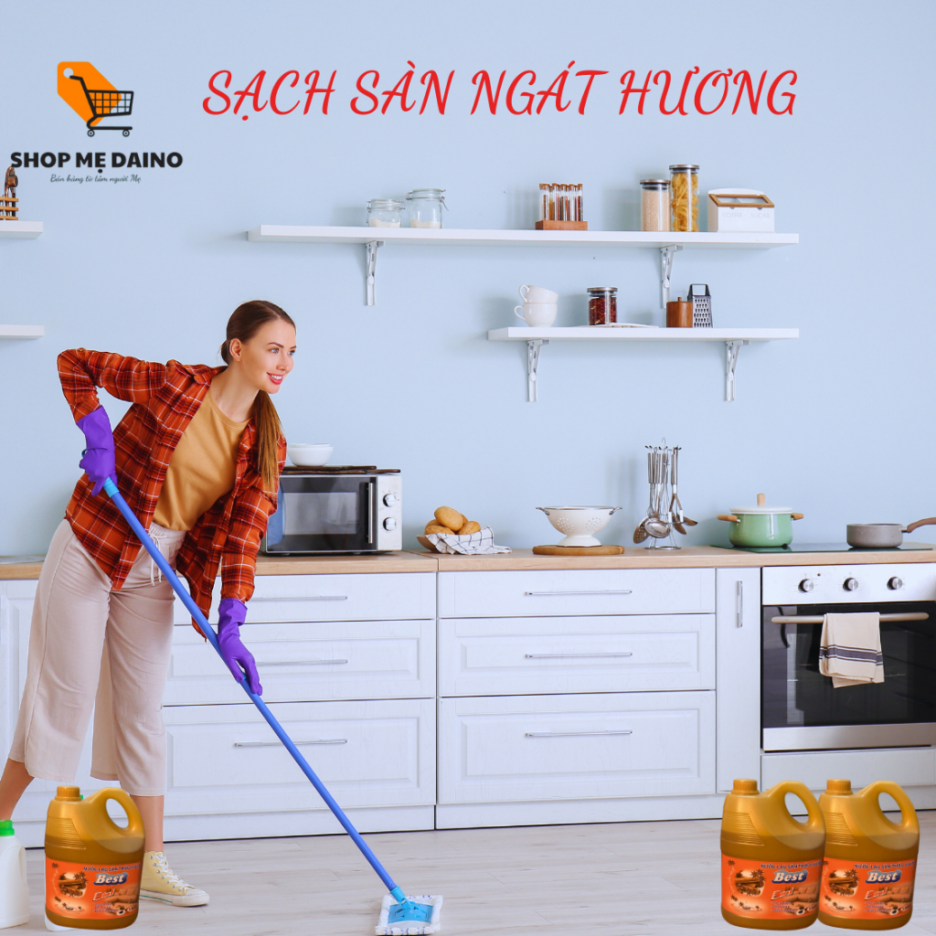 Nước lau sàn thảo dược quế Best 3600ml, diệt khuẩn, hương thơm tự nhiên, hàng chính hãng - shop mẹ Daino