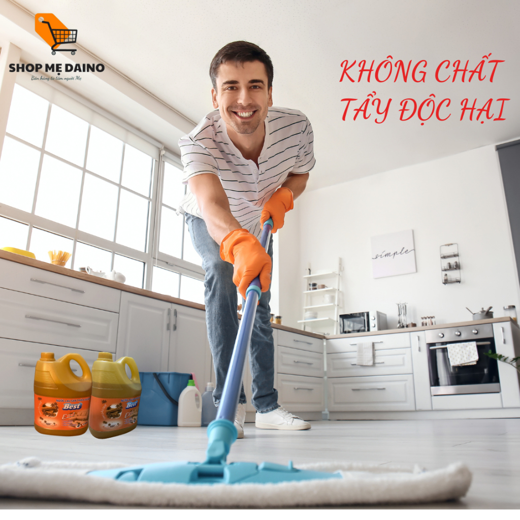 Nước lau sàn thảo dược quế Best 3600ml, diệt khuẩn, hương thơm tự nhiên, hàng chính hãng - shop mẹ Daino