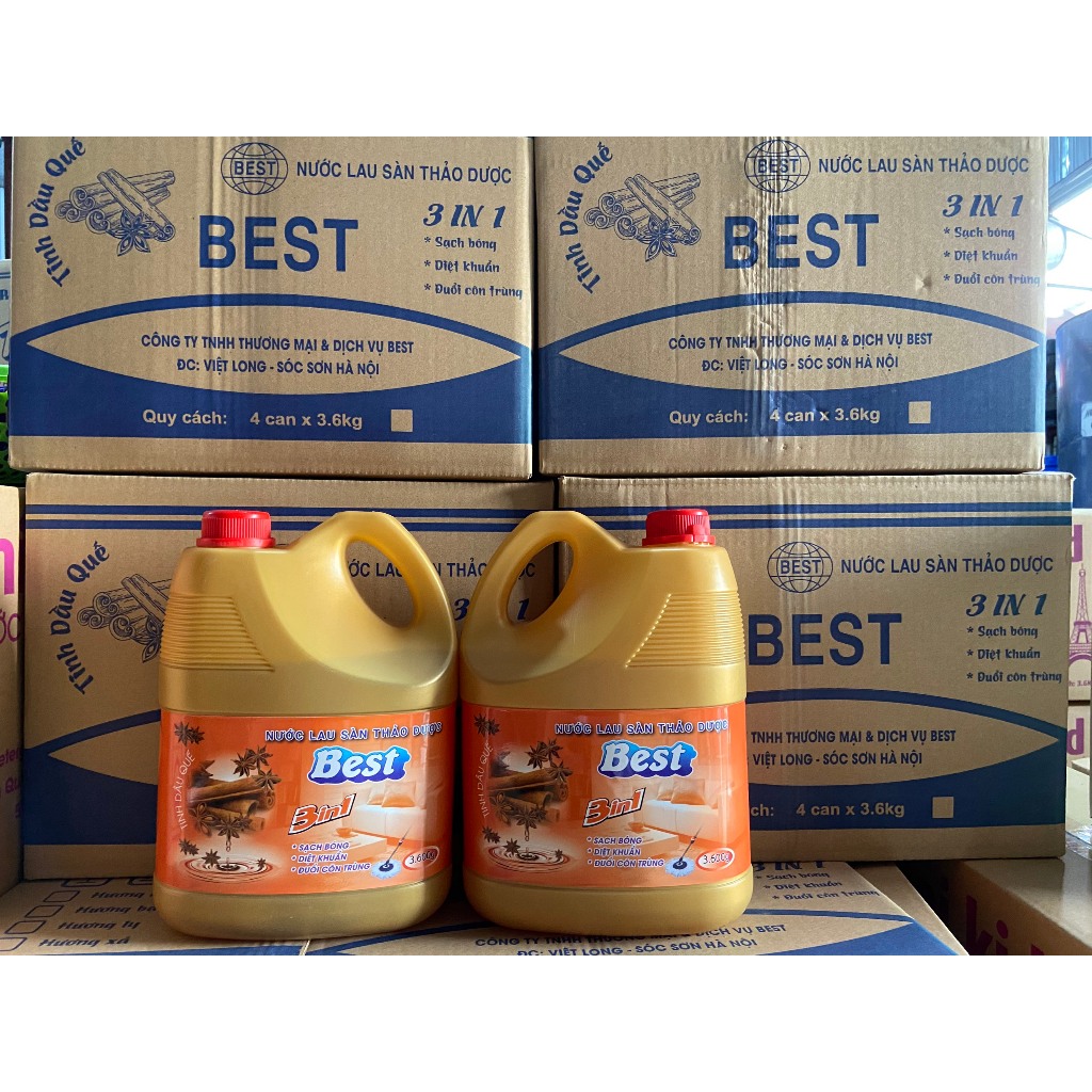 Nước lau sàn thảo dược quế Best 3600ml, diệt khuẩn, hương thơm tự nhiên, hàng chính hãng - shop mẹ Daino