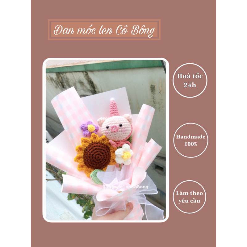 Bó hoa sinh nhật bằng len handmade