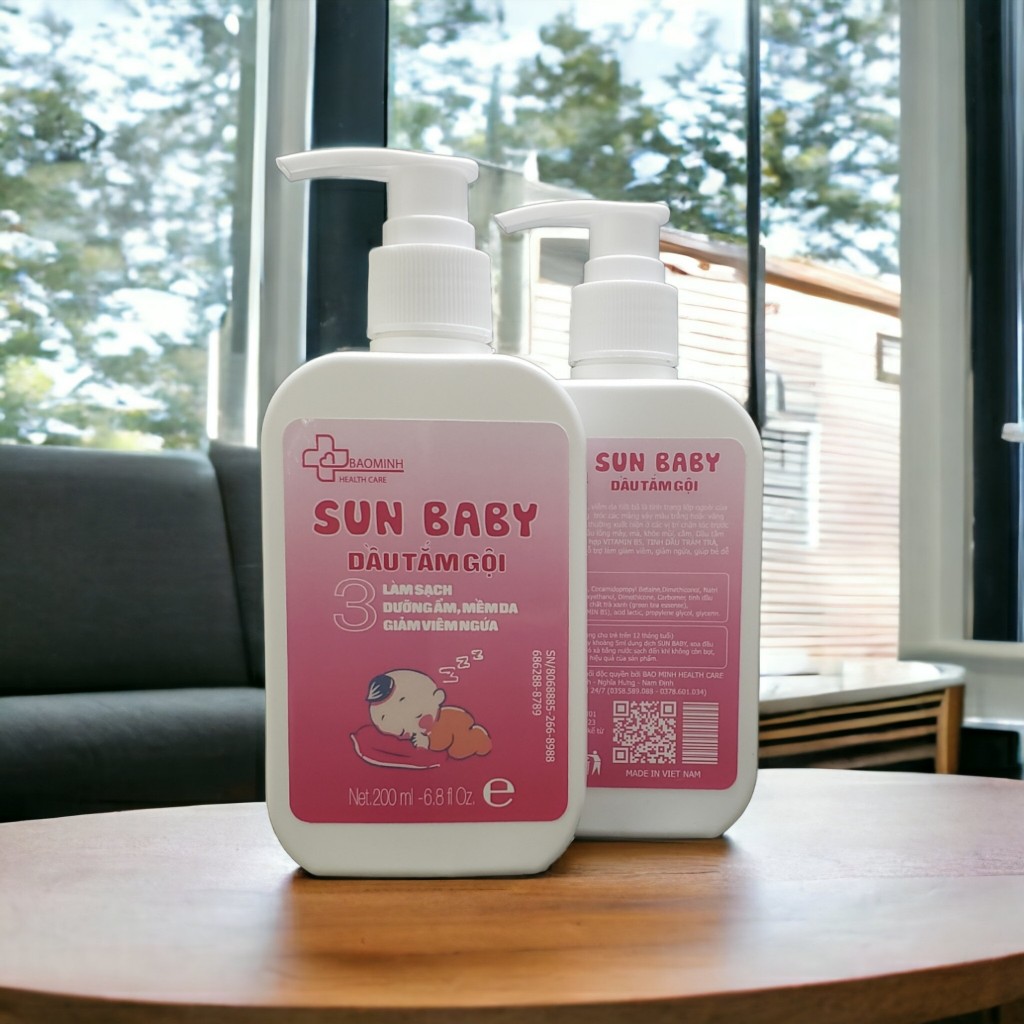 dầu tắm gội trẻ em sun baby - chàm, eczema, viêm da cơ địa A6