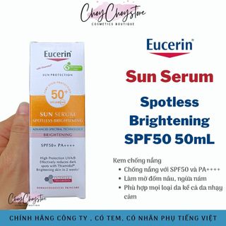 (TEM CTY) Kem Chống Nắng Eucerin Sun Serum Spotless Brightening SPF50 50mL Dưỡng Sáng Da, Ngừa Nám