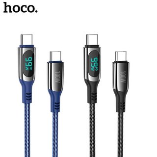 Cáp sạc nhanh 100w hoco s51 chân type-c sang type-c có màn lcd báo công xuất và dòng, dây dài 1.2m