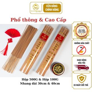Nhang cây trầm hương đốt xông nhà tẩy uế đồ thờ cúng phong thủy hộp 500g dài 30cm & 4cm Mộc Nguyên Hương