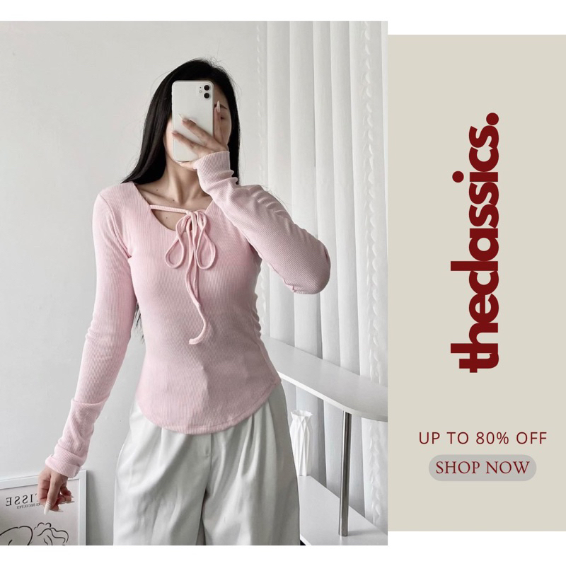 Áo body tay dài thắt nơ - The classics