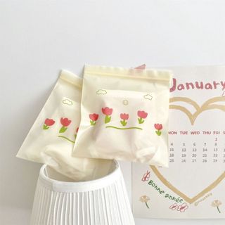 Túi Zip Lock Nhựa Kéo Khóa Đựng Đồ Quà Mini, Toploader Tulip Vàng Pastel Dễ Thương