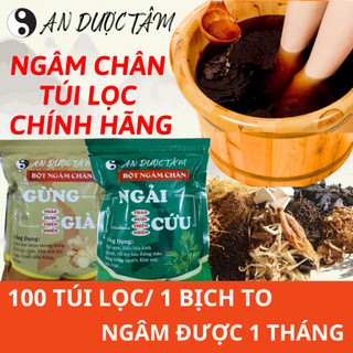 Combo 100 túi bột thảo dược ngâm chân an dược tâm việt nam, gừng già - ngải cứu. thải độc - giảm đau nhức xương khớp