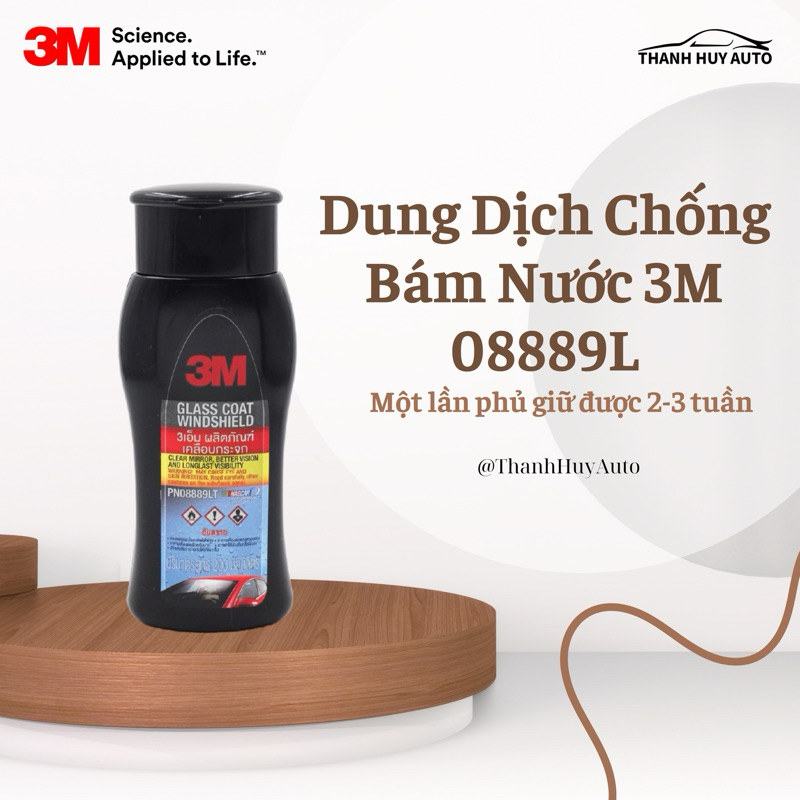 Dung dịch chống bám nước trên kính xe, chống bám nước mưa gương hậu, chính hãng 3M 08889LT 200ML