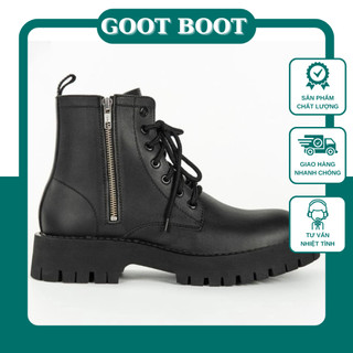 Giày Boots nam da bò Storm Chunky Combat Boots da bò Nappa đế cao 4.5 cm