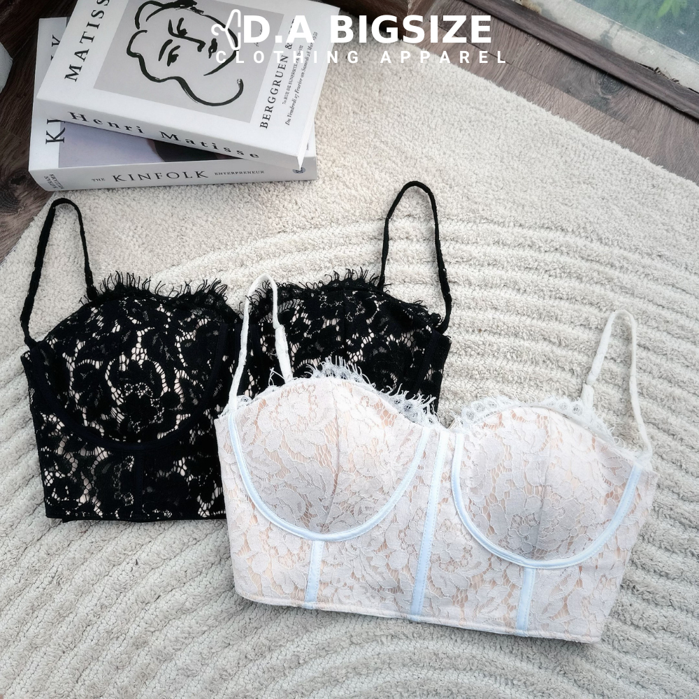 DA BIGSIZE - Áo Bra Ren Bigsize Sexy Nâng Ngực 2 Dây Dáng Corset Có Gọng Mút Thời Trang Dành Cho Người Mập 50-90kg