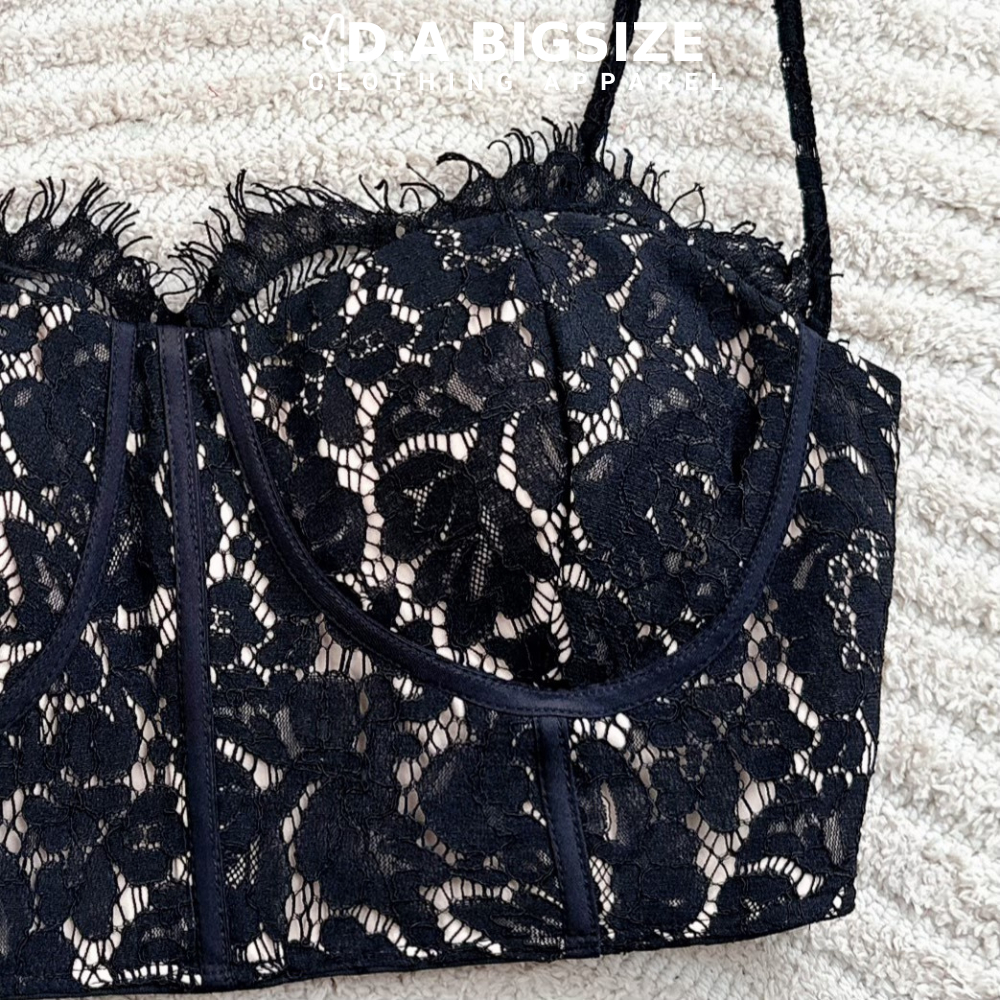 DA BIGSIZE - Áo Bra Ren Bigsize Sexy Nâng Ngực 2 Dây Dáng Corset Có Gọng Mút Thời Trang Dành Cho Người Mập 50-90kg